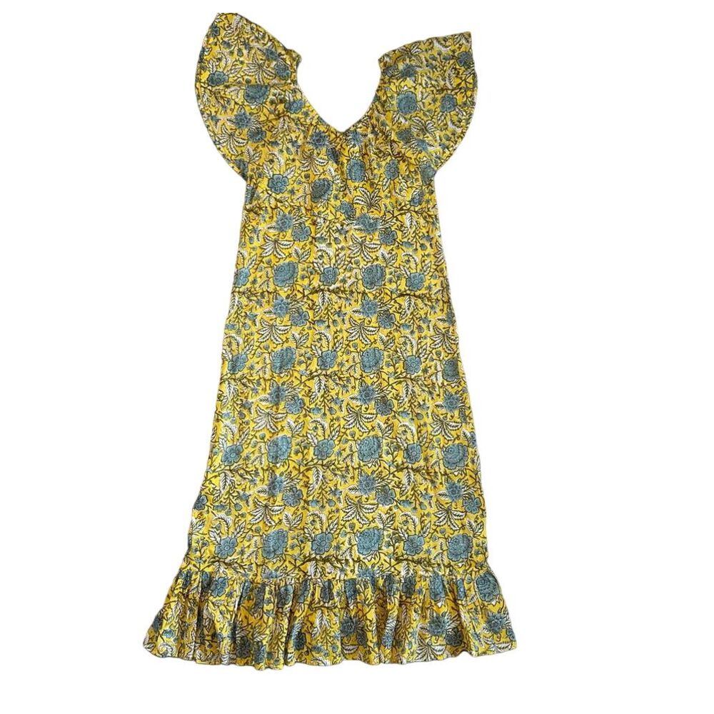 Mille Resort & Travel Juliet Dress Floral Womens XS Boho Ruffle‎ Maxi Organic - Picture 3 of 12